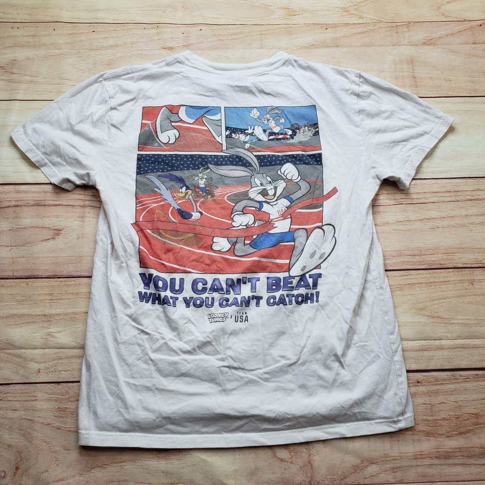 Looney Tunes Shirt Mens S White Bugs Bunny Graphic Cotton Jersey Crew Neck